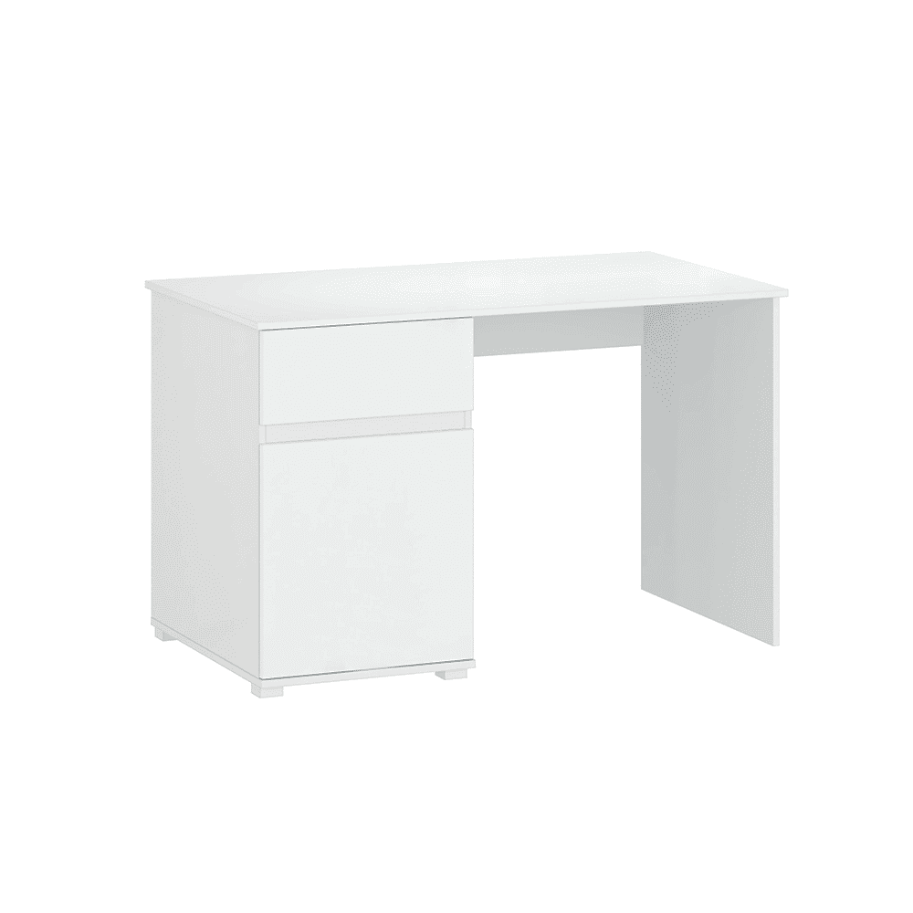 KONDELA PC stôl 1D1S / 120, fehér fényű, LINDY